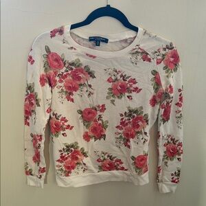 One Love Clothing Women's Cream Floral Sweater